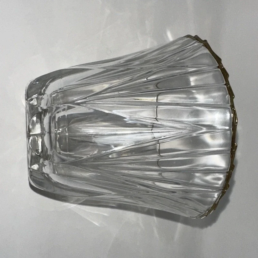 Vintage Cut Crystal Bowl Gold 4